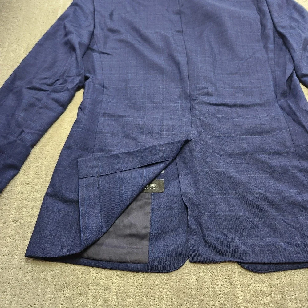 Bonobos Tollegno 1900 Blazer Jacket Mens 40R Slim Fit Blue Plaid Windowpane Wool